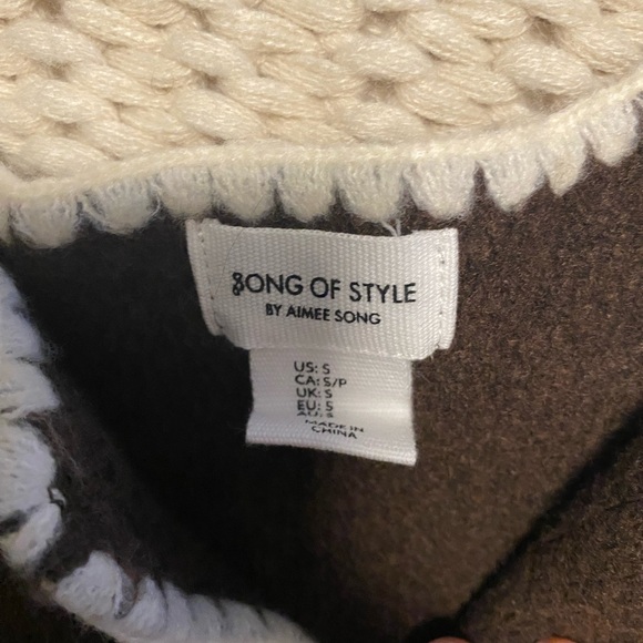 Song of Style Brown Knit Cardigan with Cream Edging - Picture 3 of 4